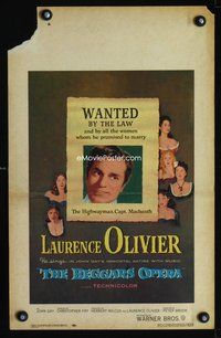 6p104 BEGGAR'S OPERA WC '53 Laurence Olivier is wanted by the law & all the women he proposed to!