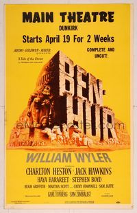 6p105 BEN-HUR WC '60 Charlton Heston, William Wyler classic religious epic, cool chariot art!