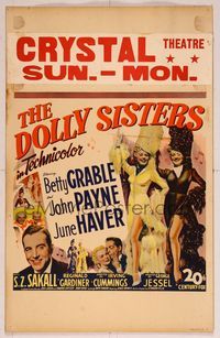 6p144 DOLLY SISTERS WC '45 sexy entertainers Betty Grable & June Haver in really wild outfits!