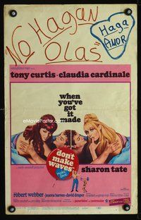6p145 DON'T MAKE WAVES WC '67 Tony Curtis with super sexy Sharon Tate & Claudia Cardinale!