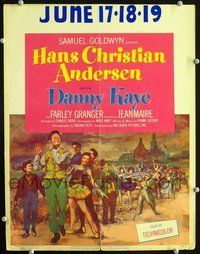 6p171 HANS CHRISTIAN ANDERSEN WC '53 art of Danny Kaye playing w/invisible flute w/story characters