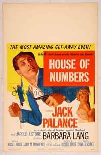 6p178 HOUSE OF NUMBERS WC '57 two Jack Palances, sexy Barbara Lang, most amazing get-away ever!