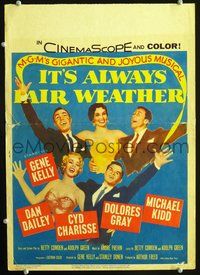 6p183 IT'S ALWAYS FAIR WEATHER WC '55 art of Gene Kelly, Cyd Charisse, Dan Dailey & Dolores Gray!