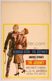 6p186 JOURNEY WC '58 full-length artwork of Yul Brynner with riding crop & sexy Deborah Kerr!