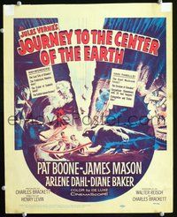 6p187 JOURNEY TO THE CENTER OF THE EARTH WC '59 Jules Verne, great sci-fi monster artwork!