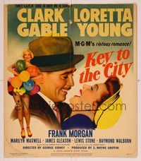 6p189 KEY TO THE CITY WC '50 Clark Gable & Loretta Young click like a key in a lock!