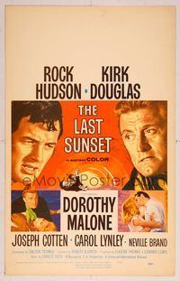 6p193 LAST SUNSET WC '61 Rock Hudson, Kirk Douglas, Dorothy Malone, directed by Robert Aldrich!