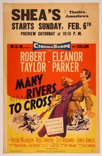 6p204 MANY RIVERS TO CROSS WC '55 Robert Taylor is forced to marry at gunpoint by Eleanor Parker!