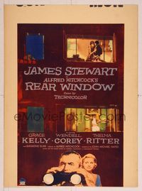 6p224 REAR WINDOW WC '54 Alfred Hitchcock, art of voyeur Jimmy Stewart & sexy Grace Kelly!