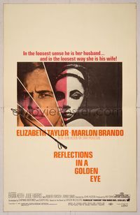 6p225 REFLECTIONS IN A GOLDEN EYE WC '67 Huston, cool image of Elizabeth Taylor & Marlon Brando!