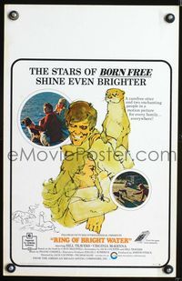 6p227 RING OF BRIGHT WATER WC '69 romantic art of Bill Travers & Virginia McKenna with otter!