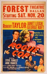 6p229 ROGUE COP WC '54 Robert Taylor, George Raft,sexy Janet Leigh is a thing called temptation!