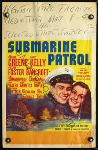 6p263 SUBMARINE PATROL WC '38 directed by John Ford, close up of Richard Greene & Nancy Kelly!
