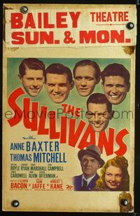 6p266 SULLIVANS WC '44 Anne Baxter, Thomas Mitchell & four heroic doomed brothers in World War II!