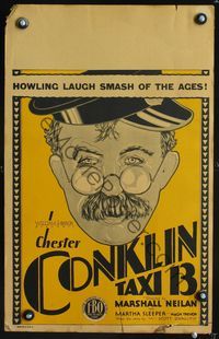 6p270 TAXI 13 WC '28 close up art of cab driver Chester Conklin, in the howling laugh smash!