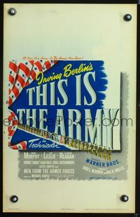 6p280 THIS IS THE ARMY WC '43 Irving Berlin musical, Lt. Ronald Reagan, cool patriotic design!
