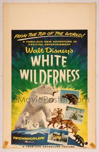 6p294 WHITE WILDERNESS WC '58 Disney, cool art of polar bear & arctic animals on top of world!
