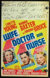 6p295 WIFE, DOCTOR & NURSE WC '37 Warner Baxter between Loretta Young & Virginia Bruce!