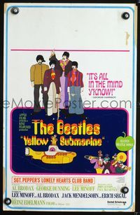 6p304 YELLOW SUBMARINE WC '68 wonderful psychedelic art of Beatles John, Paul, Ringo & George!