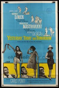 6r039 YESTERDAY, TODAY & TOMORROW 40x60 '64 Sophia Loren, Marcello Mastroianni, Vittorio De Sica