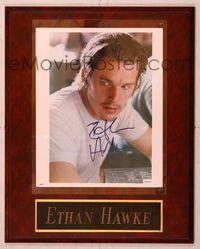 6r047 ETHAN HAWKE signed color 8x10 repro still mounted on plaque '00s portrait with toothpick!