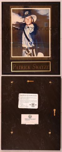 6r049 PATRICK SWAYZE signed color 8x10 repro still mounted on plaque '00s portrait in Civil War!