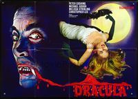 6r078 HORROR OF DRACULA German 33x47 R60s Hammer, cool different art of vampire & sexy girl