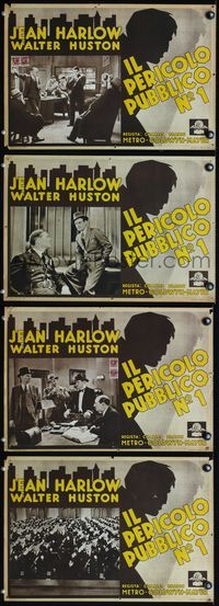 6r073 BEAST OF THE CITY Italian 13.5x19.5 4 pbustas '32 Jean Harlow, Walter Huston, Wallace Ford