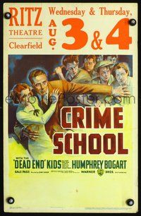 6r142 CRIME SCHOOL WC '38 Humphrey Bogart, the Dead End Kids turn into tomorrow's killers!