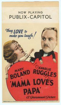 6r015 MAMA LOVES PAPA mini WC '33 Mary Boland & Charlie Ruggles love to make you laugh!