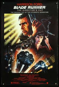 6s091 BLADE RUNNER DS 1sh R92 Ridley Scott sci-fi classic, art of Harrison Ford by John Alvin!