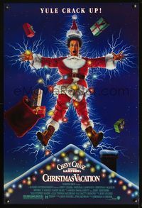 6s403 NATIONAL LAMPOON'S CHRISTMAS VACATION DS 1sh '89 Consani art of Chevy Chase, yule crack up!