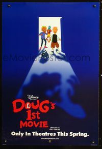 6s176 DOUG'S 1st MOVIE DS advance 1sh '99 Nickelodeon cartoon, artwork of cast!