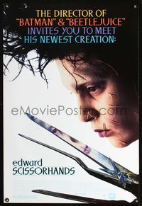 6s184 EDWARD SCISSORHANDS DS 1sh '90 Tim Burton directed, Johnny Depp classic!