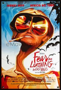 6s201 FEAR & LOATHING IN LAS VEGAS DS 1sh '98 psychedelic art of Johnny Depp as Hunter S. Thompson!