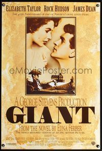 6s224 GIANT DS 1sh R96 James Dean, Elizabeth Taylor, Rock Hudson, directed by George Stevens!