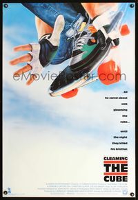 6s227 GLEAMING THE CUBE 1sh '89 Christian Slater, Tony Hawk, skateboarding art!