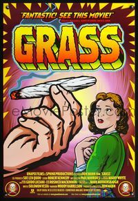 6s243 GRASS 1sh '99 history of marijuana in the U.S., great drug artwork!