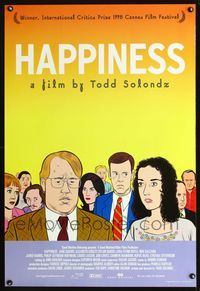 6s250 HAPPINESS 1sh '98 Todd Solondz black comedy, art of Philip Seymour Hoffman!