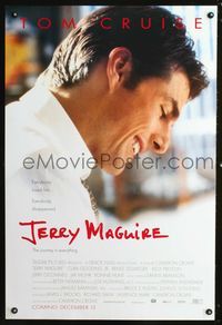 6s297 JERRY MAGUIRE DS advance 1sh '96 great profile of smiling Tom Cruise!