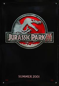 6s306 JURASSIC PARK 3 DS teaser 1sh '01 Sam Neill, dinosaurs, cool logo image!