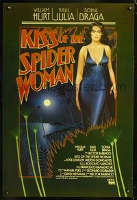 6s320 KISS OF THE SPIDER WOMAN int'l 1sh '85 really cool artwork of Sonia Braga in spiderweb dress!