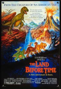 6s327 LAND BEFORE TIME DS 1sh '88 Steven Spielberg, George Lucas, Don Bluth, dinosaur cartoon!
