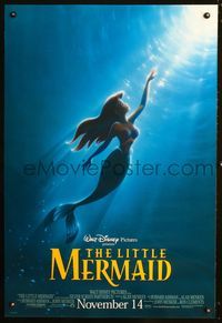 6s341 LITTLE MERMAID DS advance 1sh R97 Ariel swimming underwater, Disney ocean cartoon!