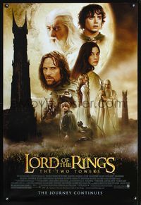 6s354 LORD OF THE RINGS: THE TWO TOWERS 1sh '02 Peter Jackson epic, Elijah Wood, J.R.R. Tolkien!