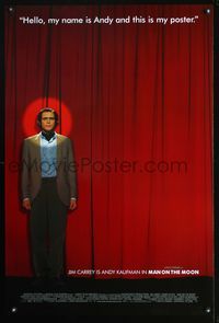 6s362 MAN ON THE MOON 1sh '99 great image of Jim Carrey as Andy Kaufman on stage!