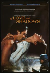 6s417 OF LOVE & SHADOWS 1sh '94 romantic image of Antonio Banderas & Jennifer Connelly!