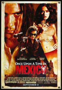 6s419 ONCE UPON A TIME IN MEXICO advance 1sh '03 Antonio Banderas, Johnny Depp, sexy Salma Hayek!