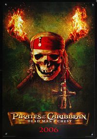 6s434 PIRATES OF THE CARIBBEAN DEAD MAN'S CHEST DS teaser int'l 1sh '06 image of skull & torches!