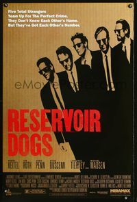 6s466 RESERVOIR DOGS 1sh '92 Quentin Tarantino, Harvey Keitel, Steve Buscemi, Chris Penn!